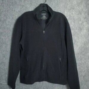LL Bean Jacket Mens Charcoal Black Fleece Full-Zip Lightweight Zip Pockets Large
